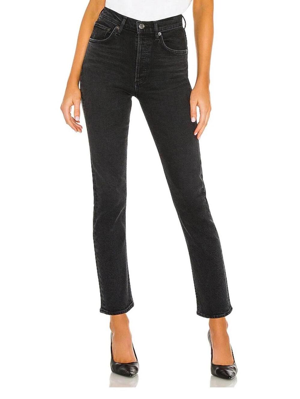 AGOLDE High Rise Straight Crop Jeans Black Size 26